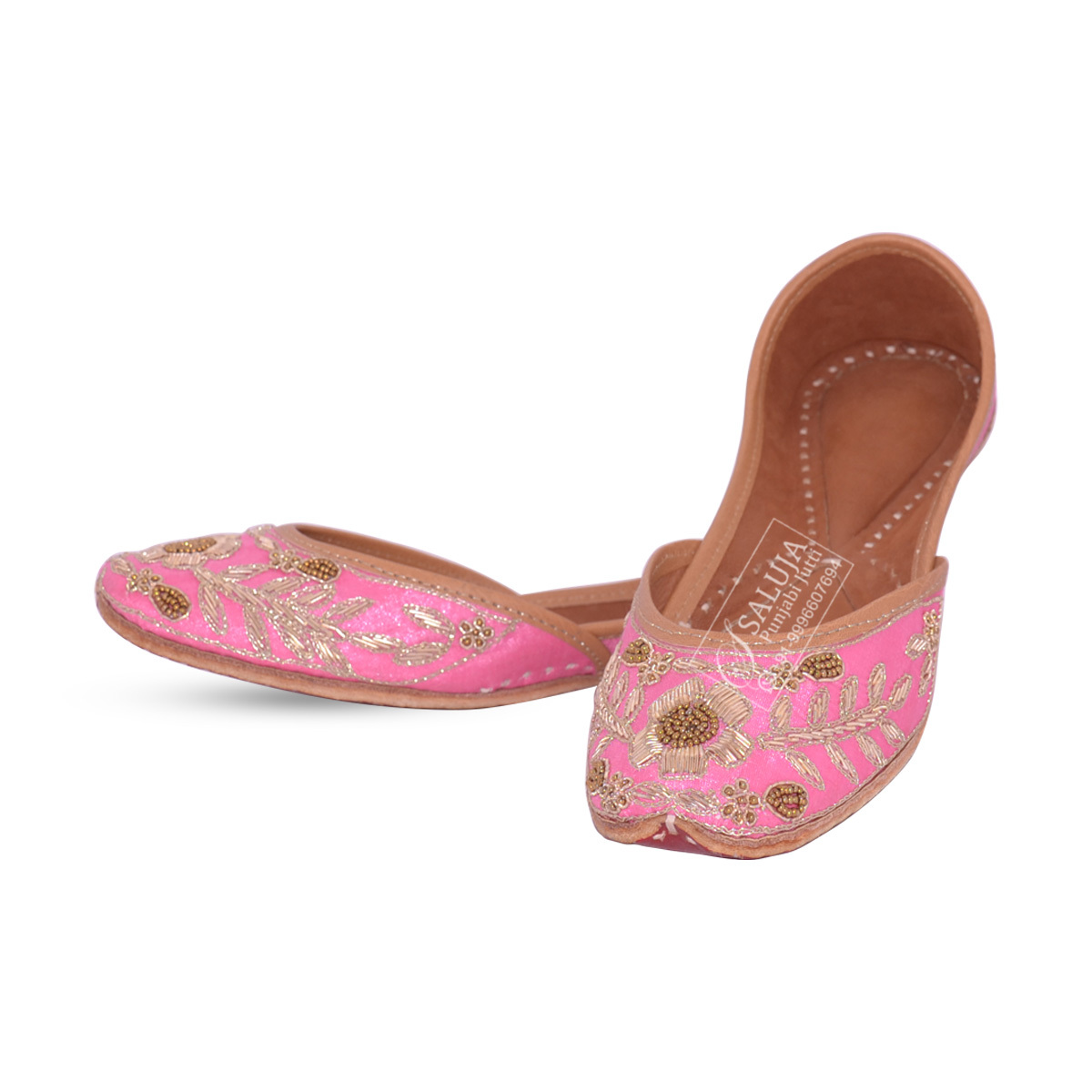 Party Wear Pink Color Punjabi Jutti For Woman Heel Size: Flat