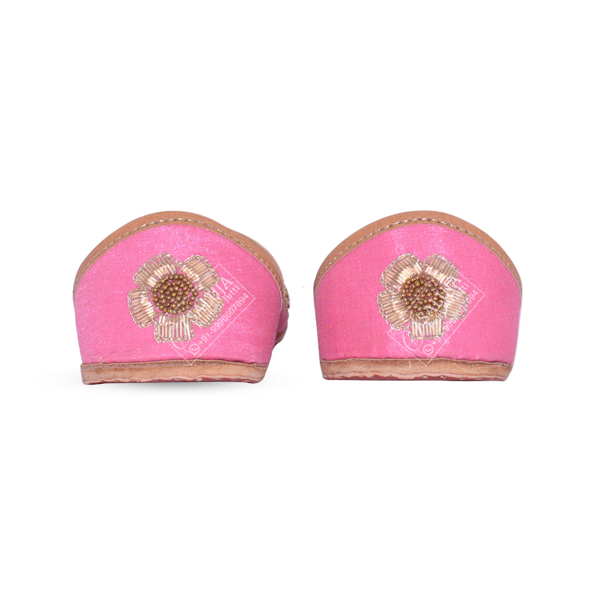 Party Wear Pink Color Punjabi Jutti For Woman Heel Size: Flat