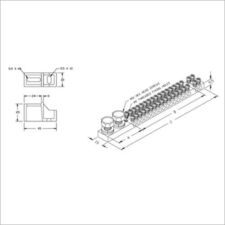 Brass Neutral Bus Bars - Customized Sizes and Specifications, Plated Surface Treatment for Enhanced Durability, Deep Groove Design for Maximum Pull-Out Resistance