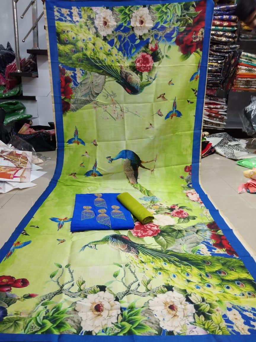 Digital Print Dress Material - Cotton & Heavy Indo Cotton, Free Size Up To 42, 10 Vibrant Colors With Digital Print & Embroidery Work