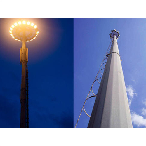 Octagonal High Mast Pole - Iron Material, Custom Height, Silver Color | Durable, Low Maintenance, Easy Installation, Effective Design