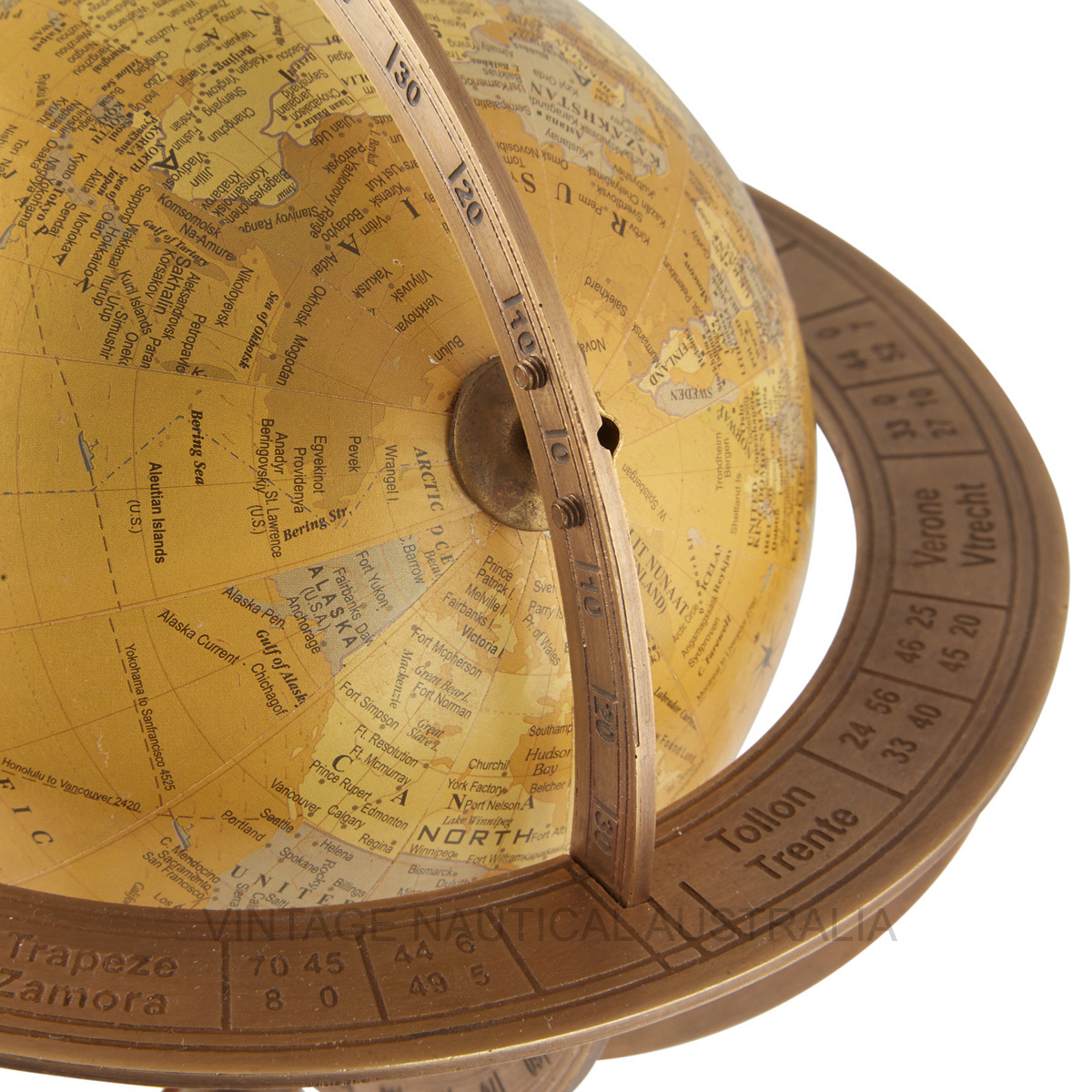 World Globe A Brass Ringed