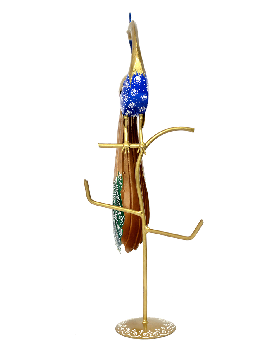 Iron Painted Peacock Hook Stand Multi Purpose - Size: 22x18x46 Cm