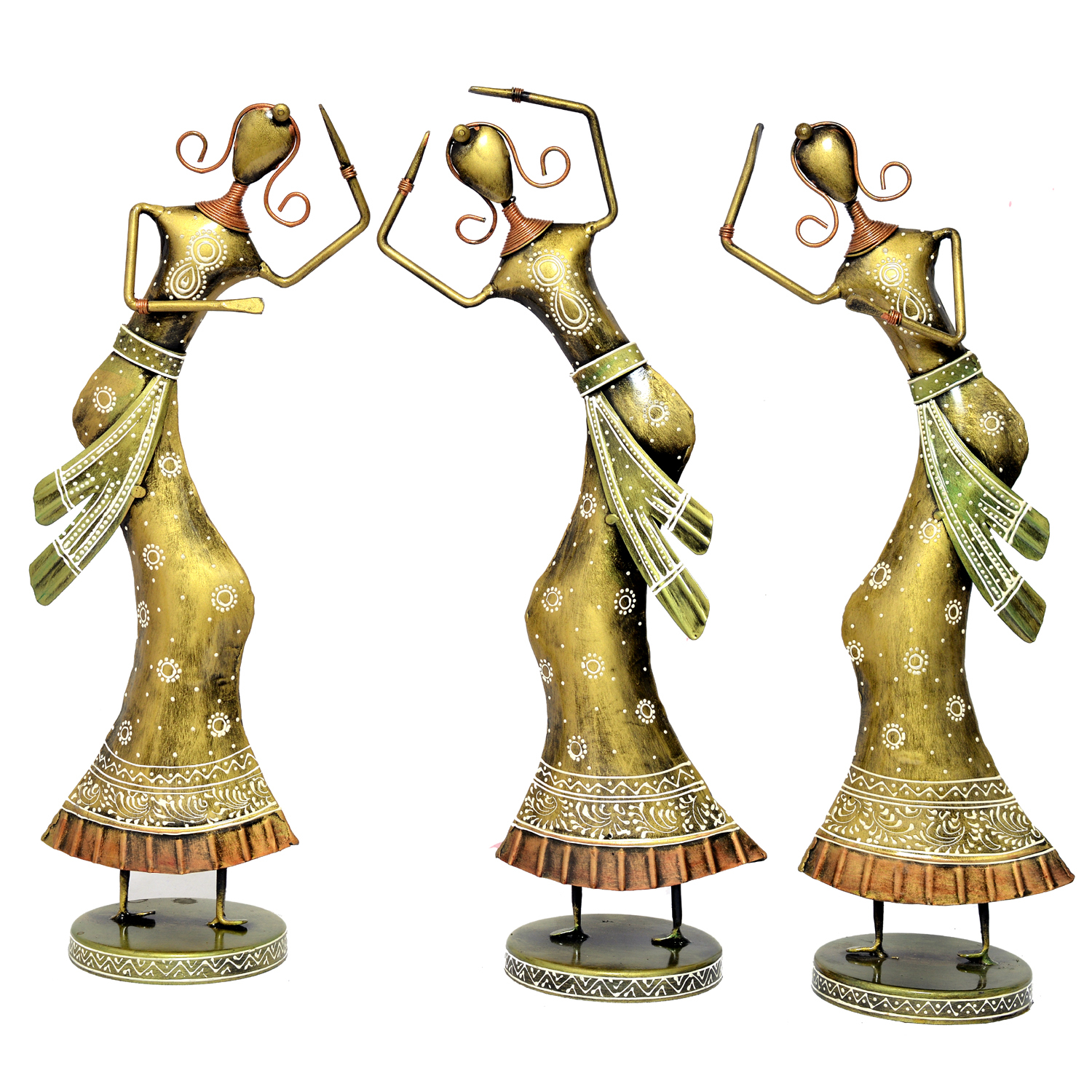 Home Decorative Indian Handmade Iron Painted Dancing Lady - Color: Brass