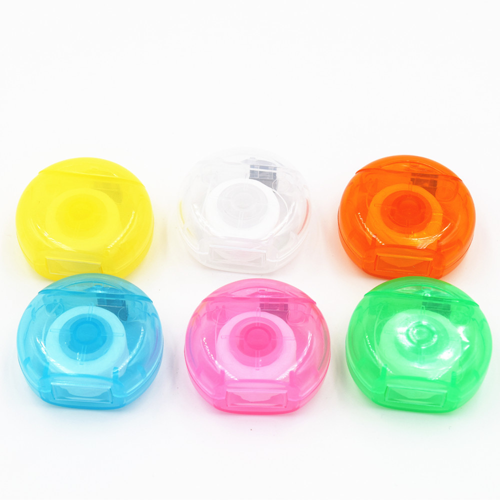 Mini Round Shape Dental Floss - 630d Terylene, 27x31x15mm Size, 10m Wax Mint Flavor | Logo Sticker On Container, Bulk Package