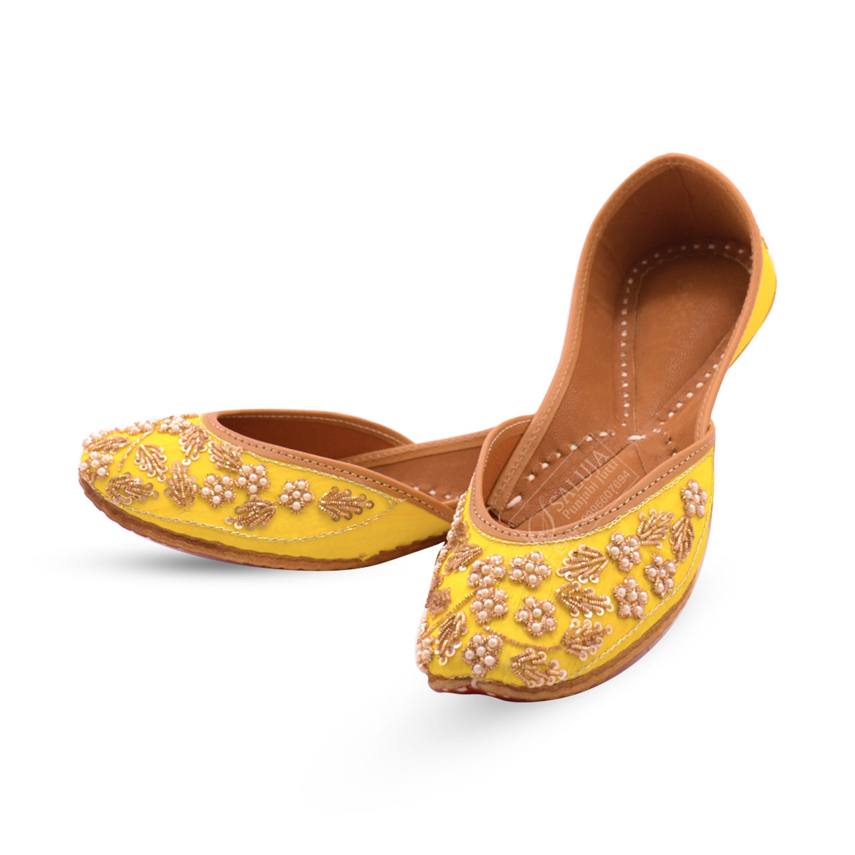 Punjabi Jutti - Leather, Sizes 36-41, Vibrant Yellow Color | Extra Padding For Ultimate Comfort, Perfect For Any Season