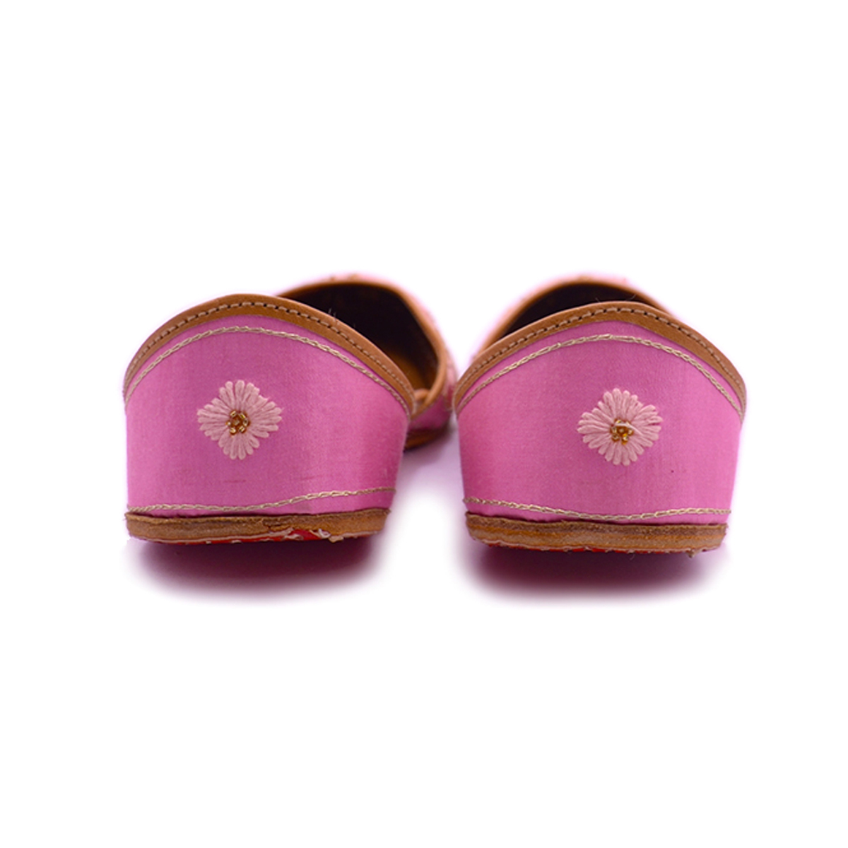 Party Wear Punjabi Jutti Pink Color With Golden Work For Woman Heel Size: Flat
