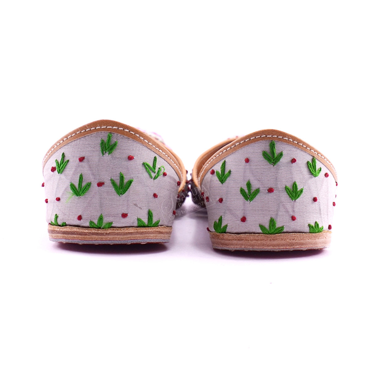 White Designer Punjabi Jutti For Ladies With Multi Color Handwork For Woman Heel Size: Flat