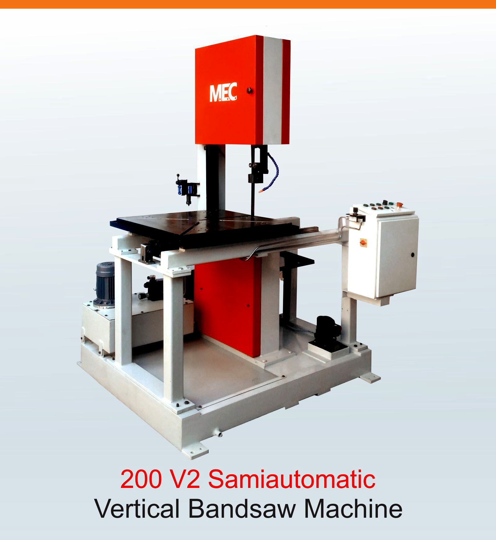 White & Red Vertical Saw Machine