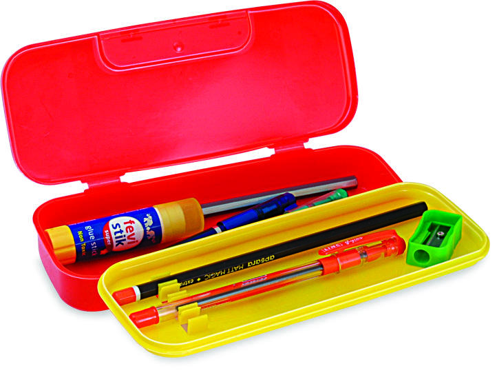 Kidzi Small Plastic Pencil Box - Plastic Material, Compact Design, Multi-color | Eye-pleasing Look, Lightweight, Perfect For School Or Home