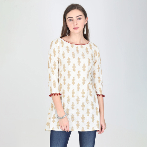 Available In Multicolored Ladies Round Neck Short Kurti