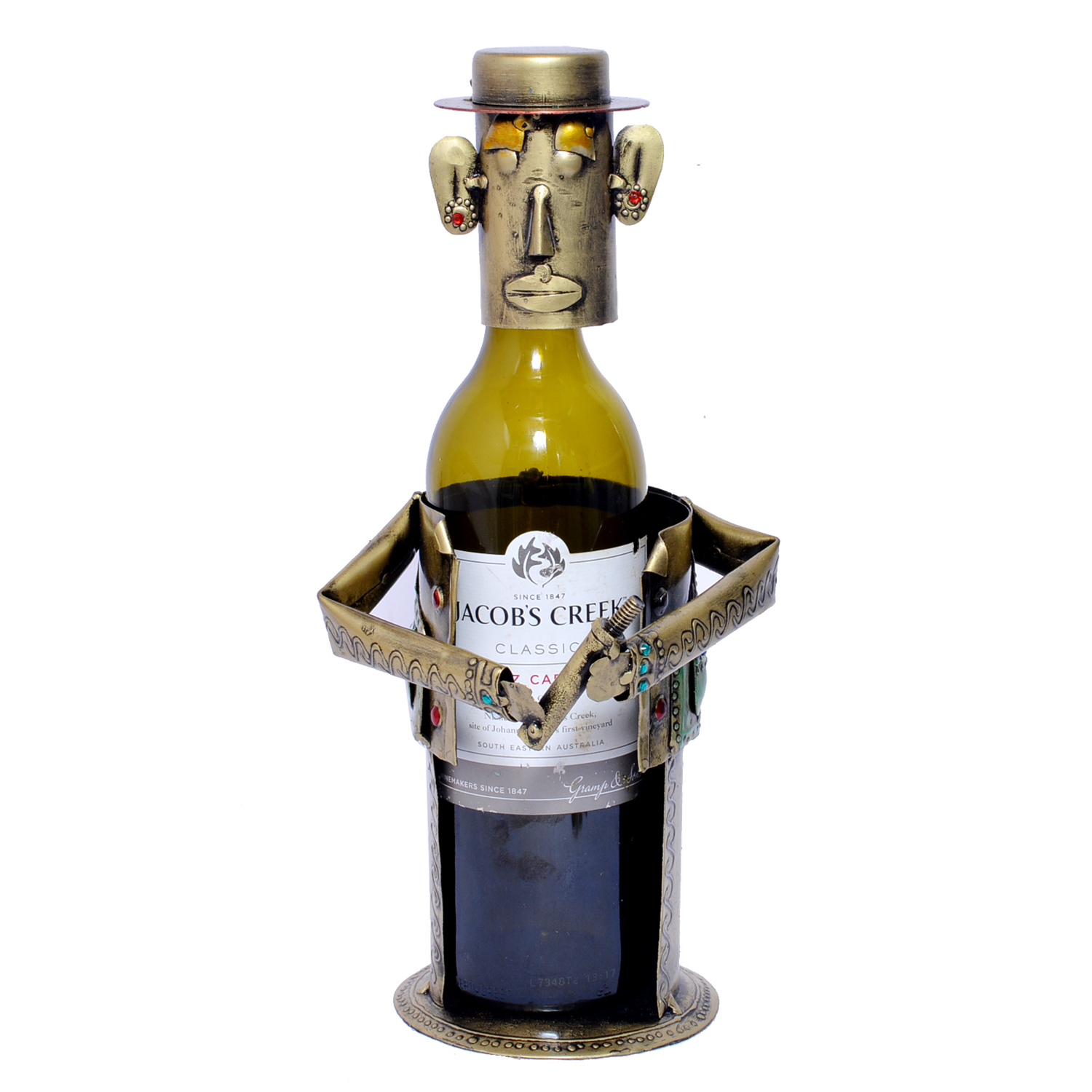 Iron Painted Decorative Men Wine Bottle Stand - Shape: Man