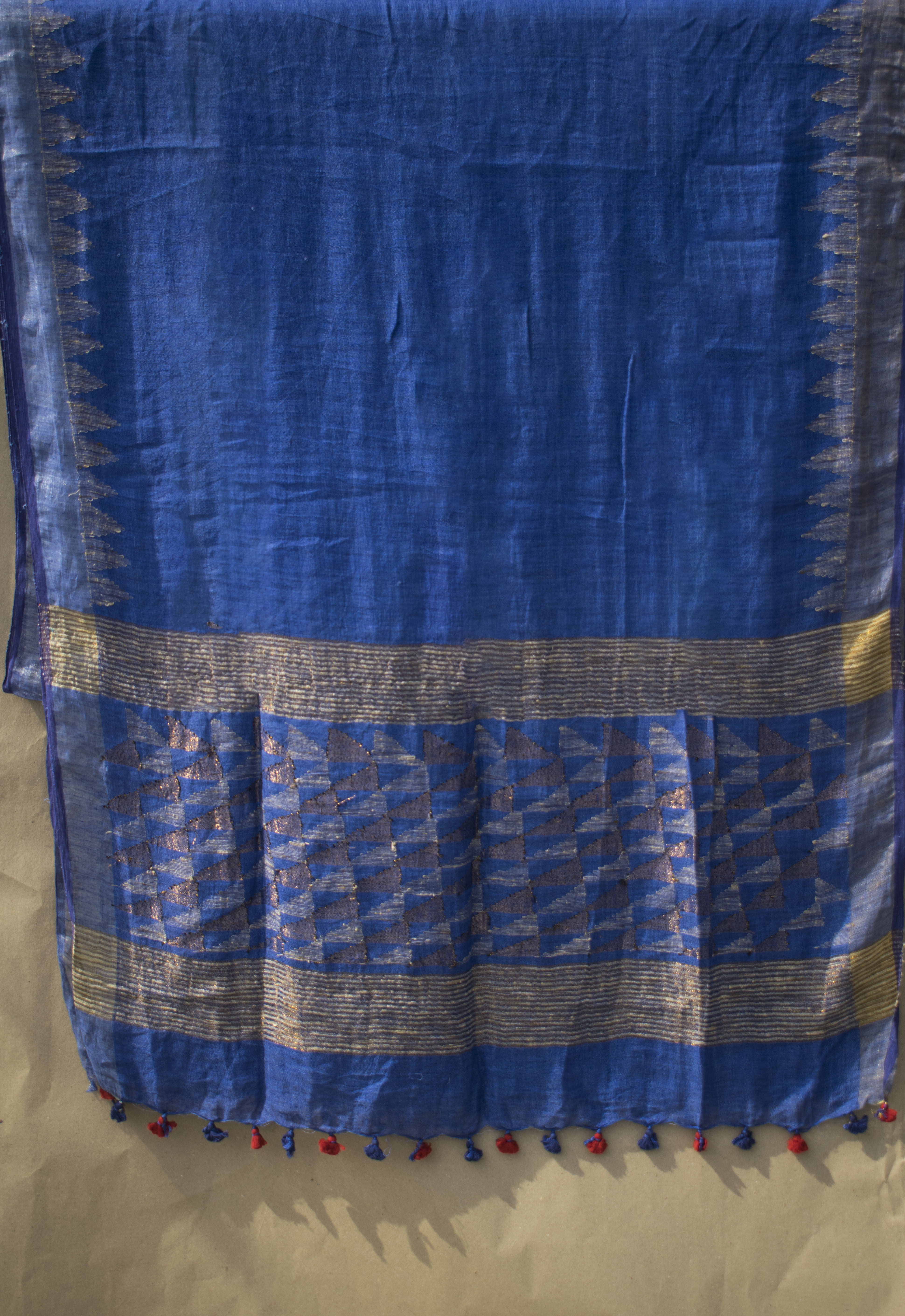 Linen Saree - 5.5 M Length, Beige Color | Lightweight, Smooth Texture, Ideal For Hot Weather