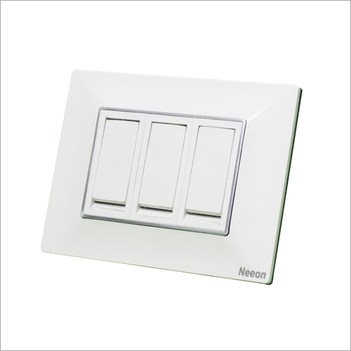 Modular Switch - Polycarbonate, 86mm x 86mm , White | 16A Current Rating, 250V Voltage Rating, ISI Certified, 3 Modules