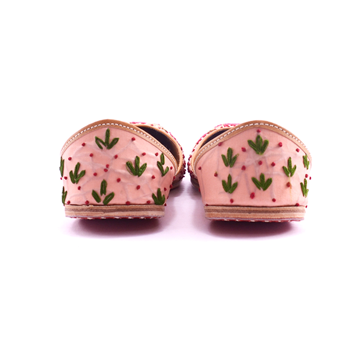 Party Wear Punjabi Jutti Peach Color With Handwork For Woman Heel Size: Flat