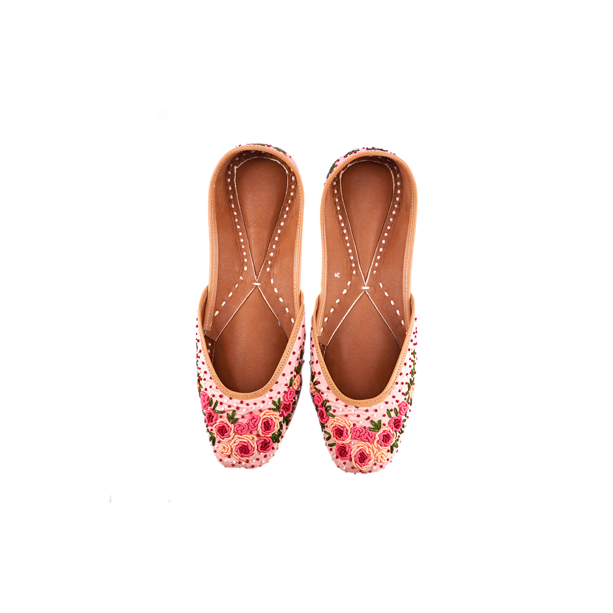 Party Wear Punjabi Jutti Peach Color With Handwork For Woman Heel Size: Flat