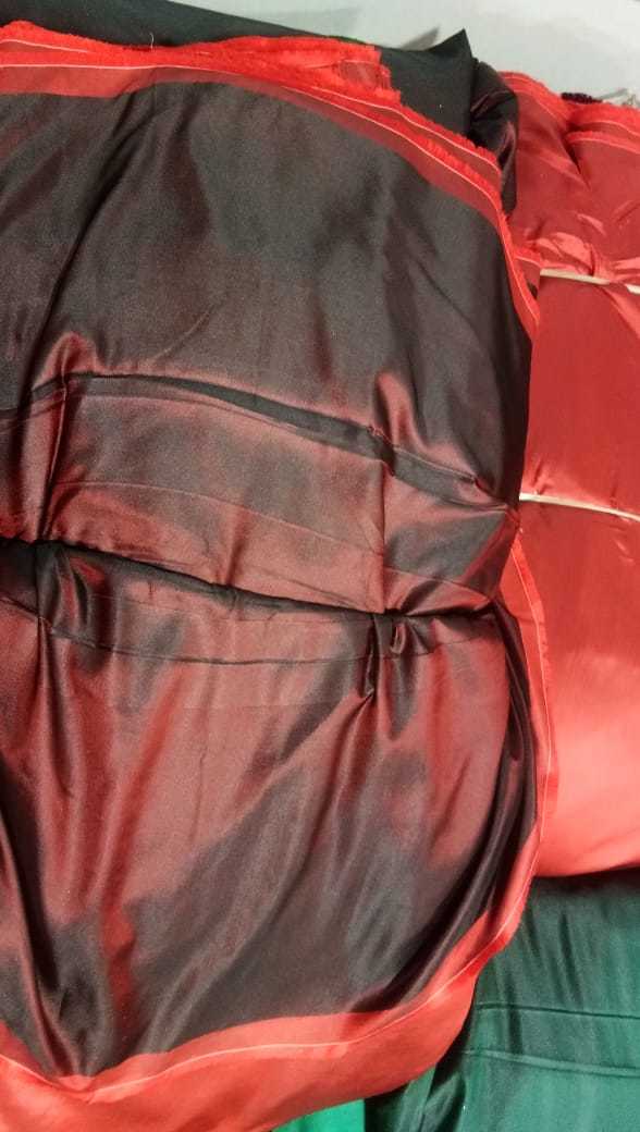 Taffeta Satin Fabric - 100m Length, 56 Size, Plain Pattern, Wine & Maroon Colors | Soft, Light Weight, Washable, Exceptional Shine