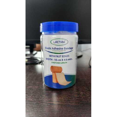 Elastic Adhesive Bandage - Cotton Blend, 10cm x 4/6m, Skin Color | Disposable, Oval Shape, Woven Fabric with Zinc Oxide Adhesive