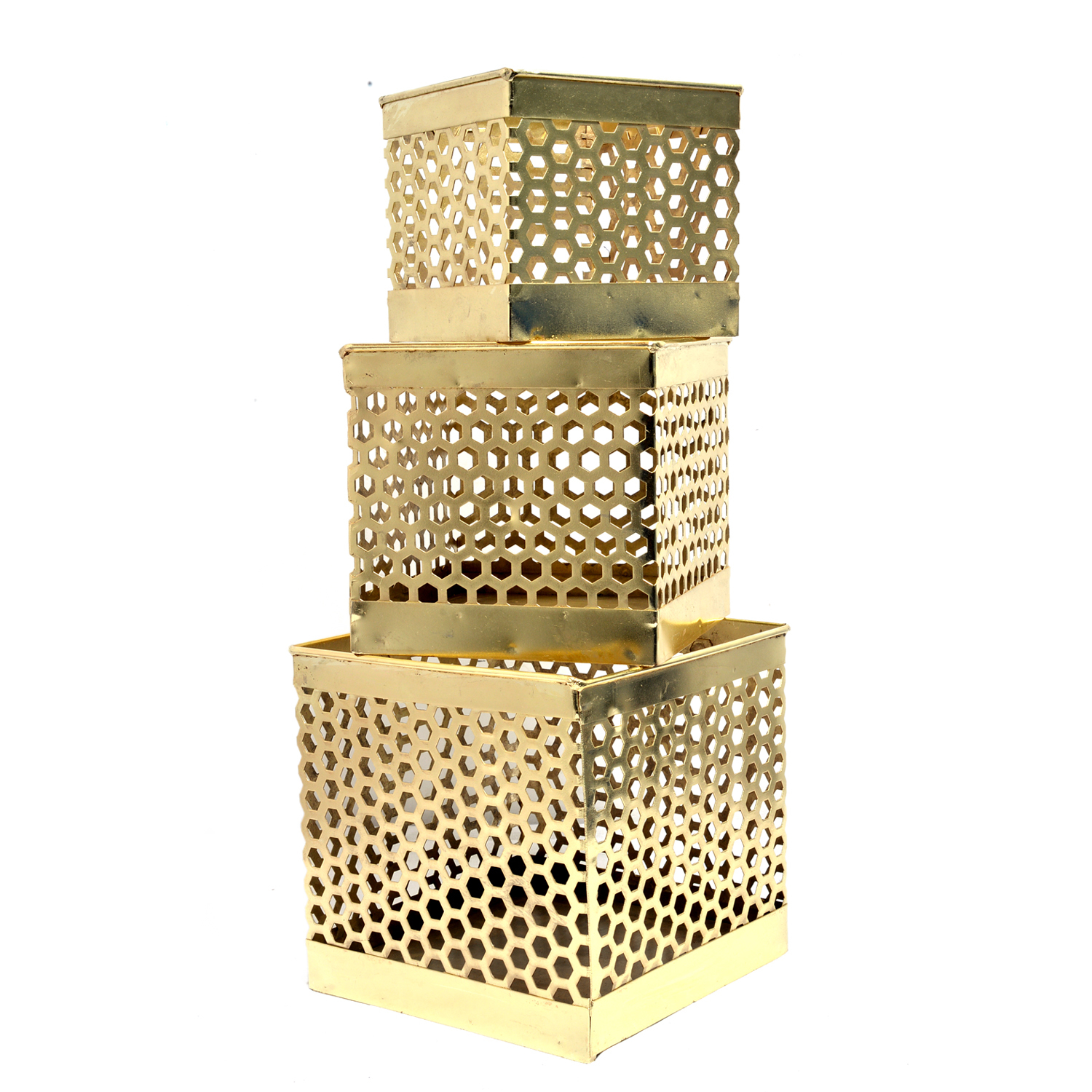 Home Decorative Iron Painted Square Design Flower Risers Bucket - Material: Metal