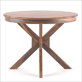 गोल वॉलनट फ़िनिश टेबल