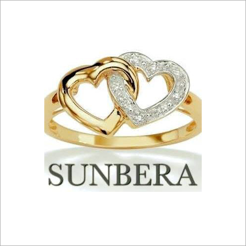 Ladies Designer Gold Ring - Yellow Gold, Custom Sizes Available | Two Hearts with Diamonds, Ideal for Engagement and Anniversaries