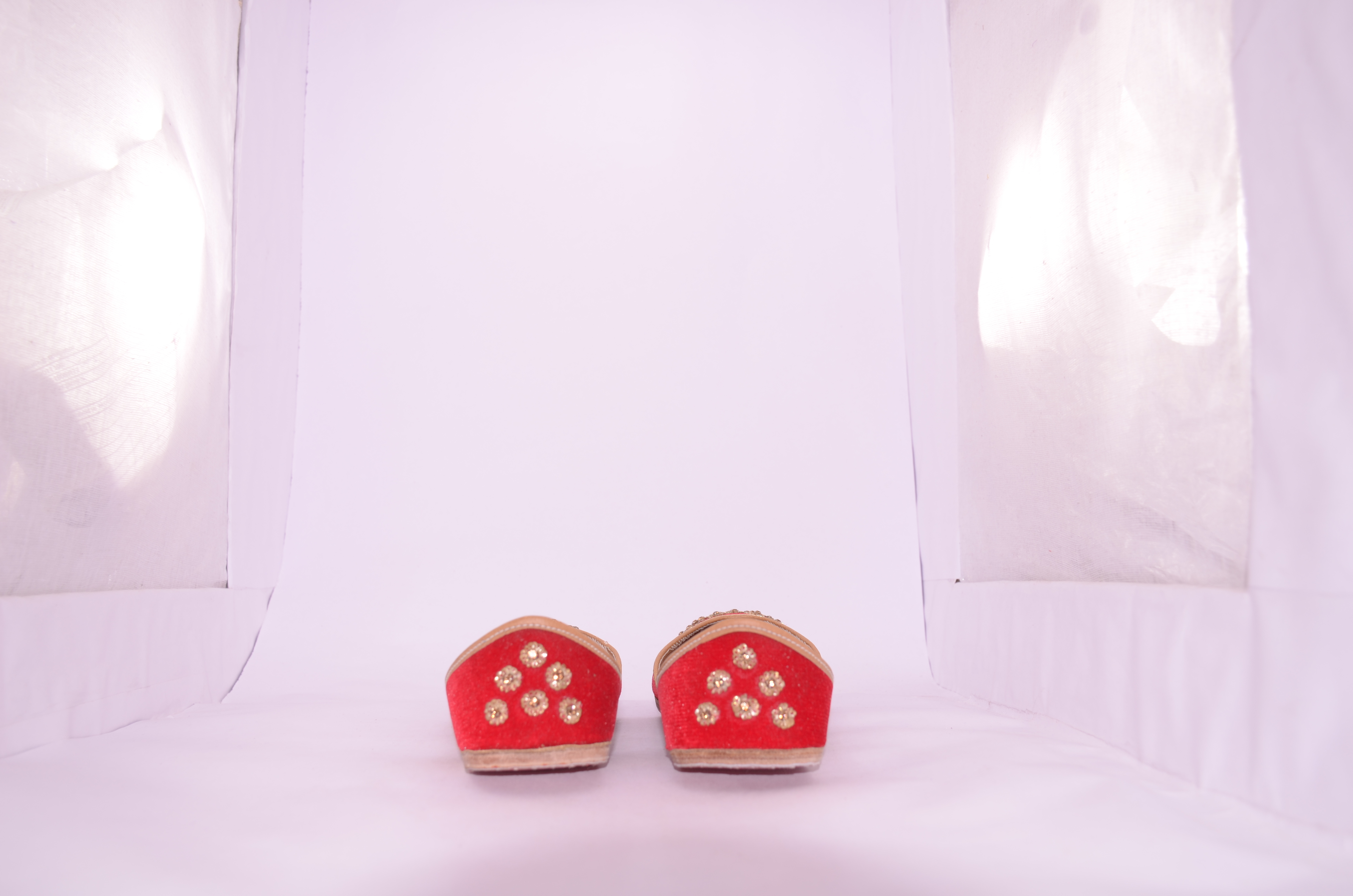 Orange Bridal Punjabi Jutti Red Color With Golden Work Jutti For Ladies