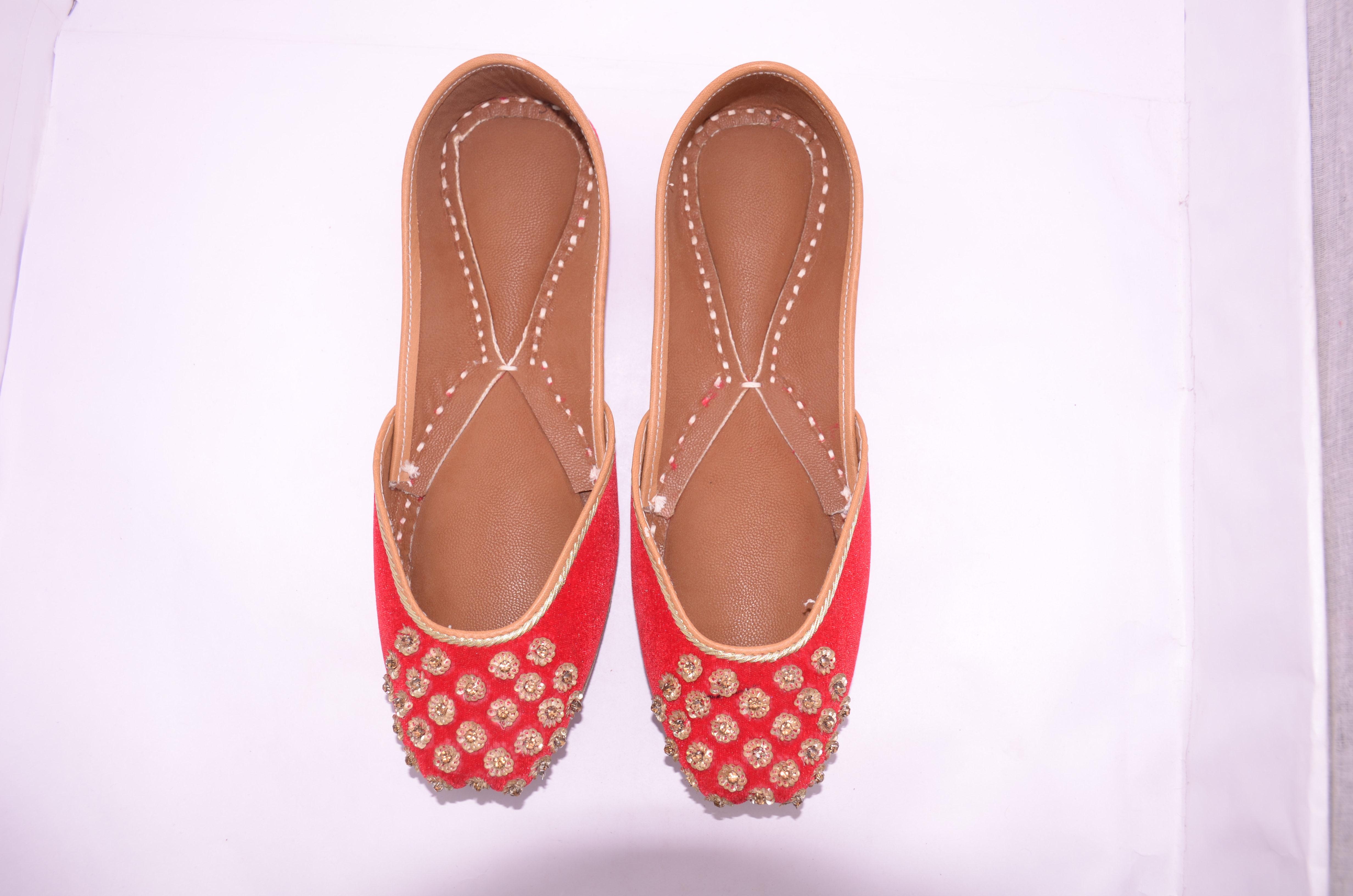 Orange Bridal Punjabi Jutti Red Color With Golden Work Jutti For Ladies