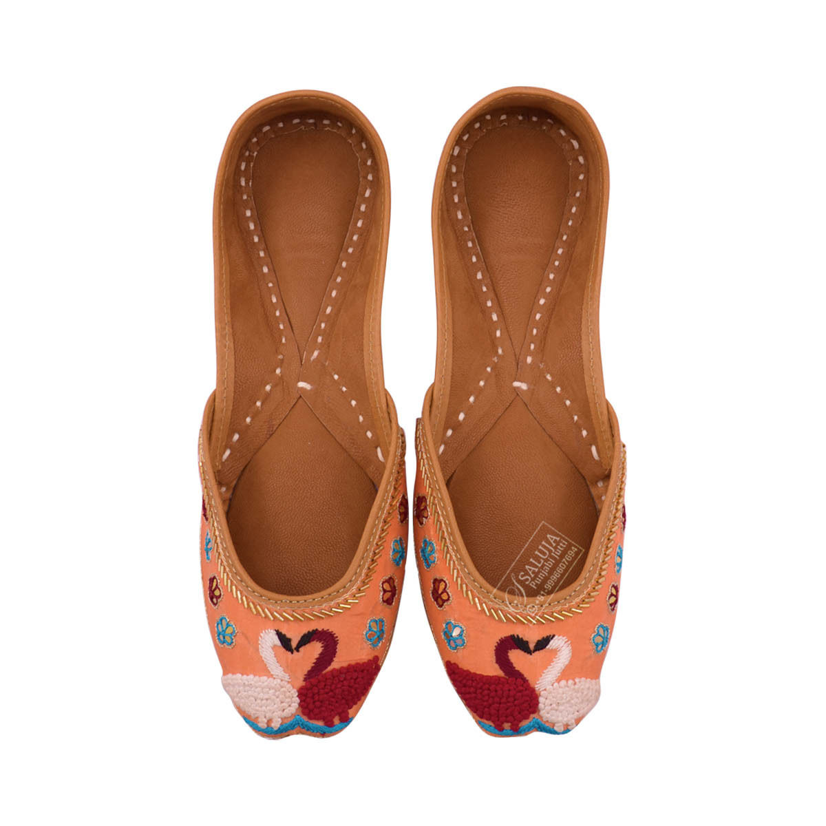 Beautiful Punjabi Jutti Peach Color With Handwork Jutti For Ladies Heel Size: Flat