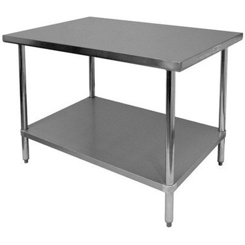 Stainless Steel Work Table - 2 x 4 Feet, Silver Color with 2 Racks, Rust Proof & Sturdy Design