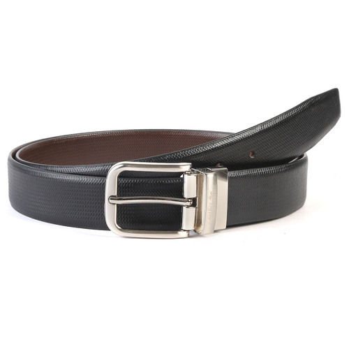 Zinc Leather Black & Brown Reversible Belt For Men