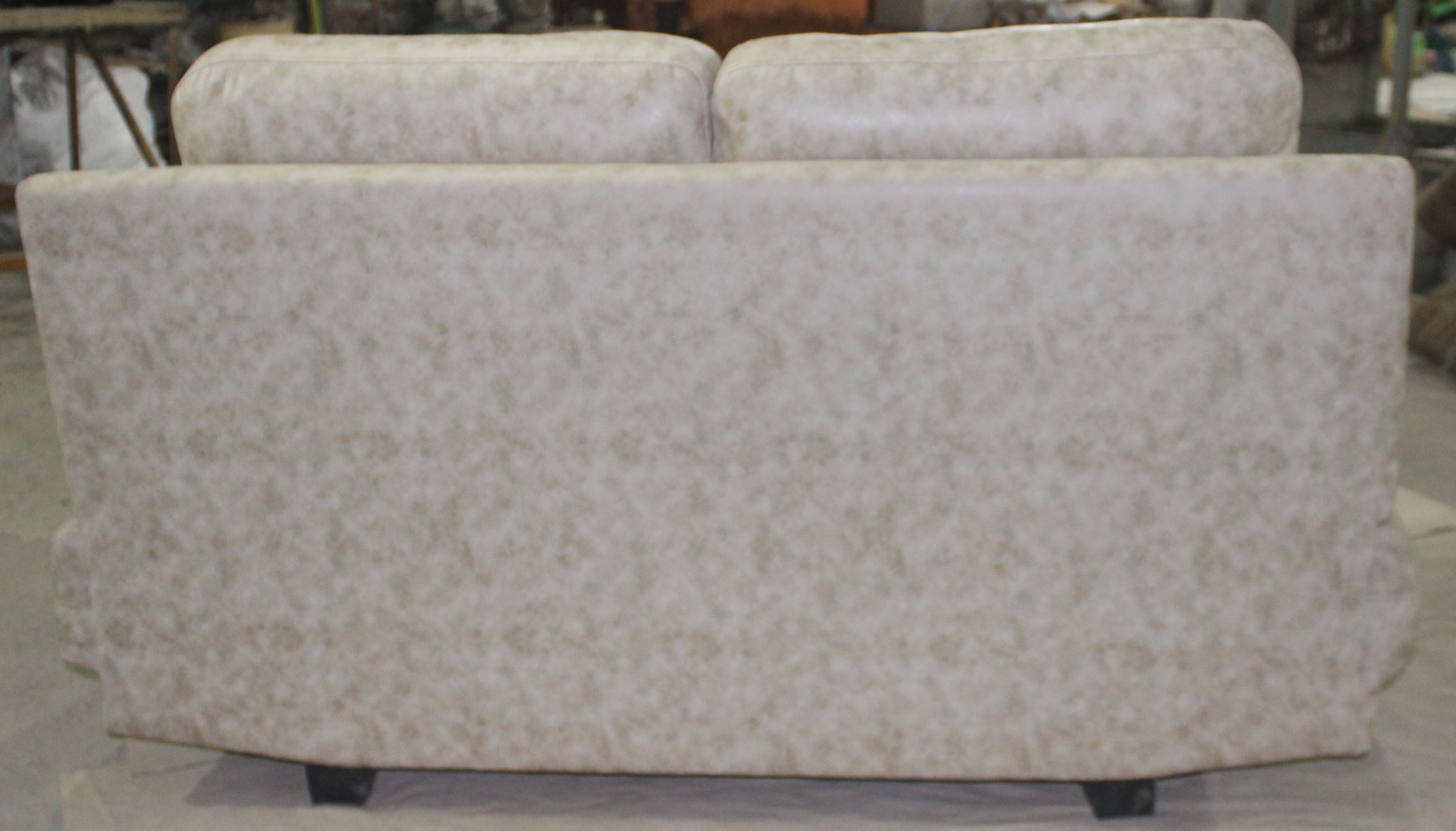 Designer Fabric Two Seater Sofa - Suede & Solid Wood, Off White Color, Handmade Artwork, Durable & Eco-friendly Features, 12 Months Warranty