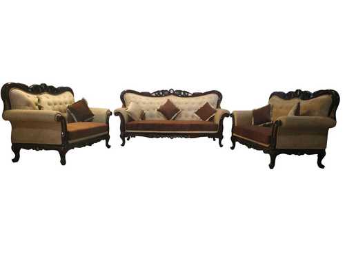 Handmade Wooden Finish Luxury Seven Seater Sofa Set