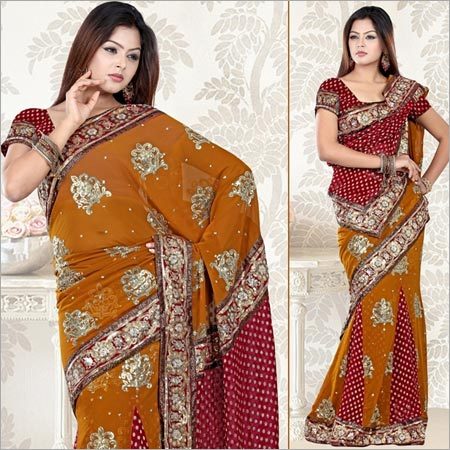 मस्टर्ड फॉक्स जॉर्जेट चूड़ीदार लहंगा स्टाइल