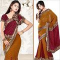 Mustard Faux Georgette Lehenga Style Saree