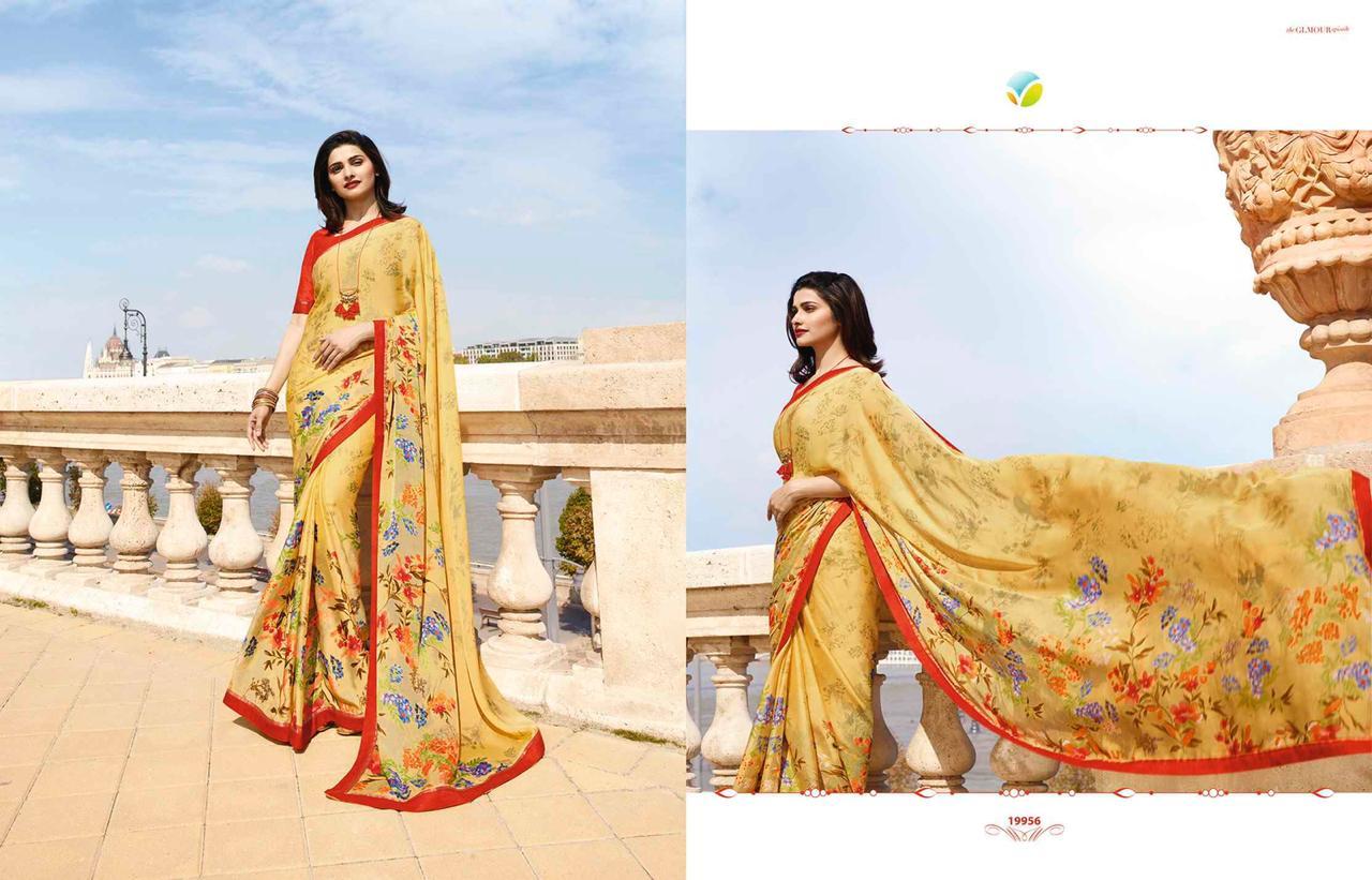Chiffon Print Saree - Georgette Fabric, Elegant White Rangoli Design | Summer Wear, All Colors Available