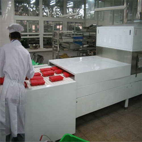 Stainless Steel Tunnel Conveyor Microwave Lunch Box Heating Machine, Fast Food Heating Machine