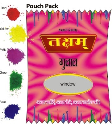 Taksham Gulal Pouch - 50gms, 100gms, 200gms, 800gms Pack | Indian Religious Style, Ideal for Hinduism Celebrations and Rituals