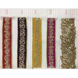 Sequin Laces - Polyester, 1 to 8 Inch Width | Multi Color, Embroidered Design, 100 Meter Length