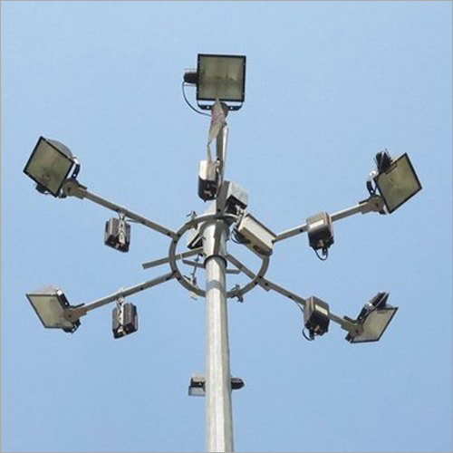 High Mast Light Pole - Iron and Steel, 220-440 Volt, Silver Color | High Illumination, Low Energy Consumption, Minimal Maintenance