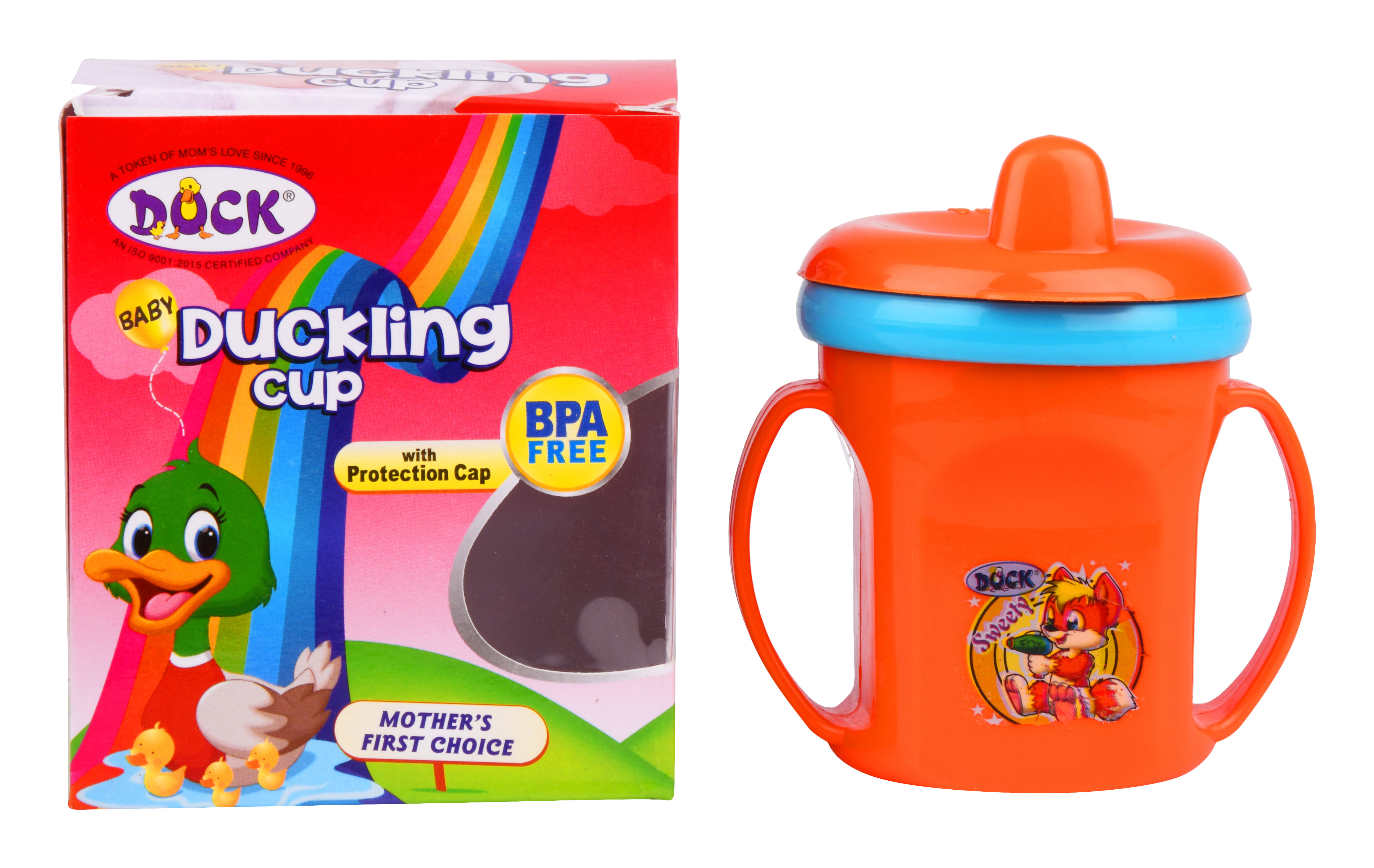 Duckling Cup - 210ml Polypropylene, Red & Blue | Non-toxic, Bpa-free Sipper With Protective Cap For Ages 12 Months+