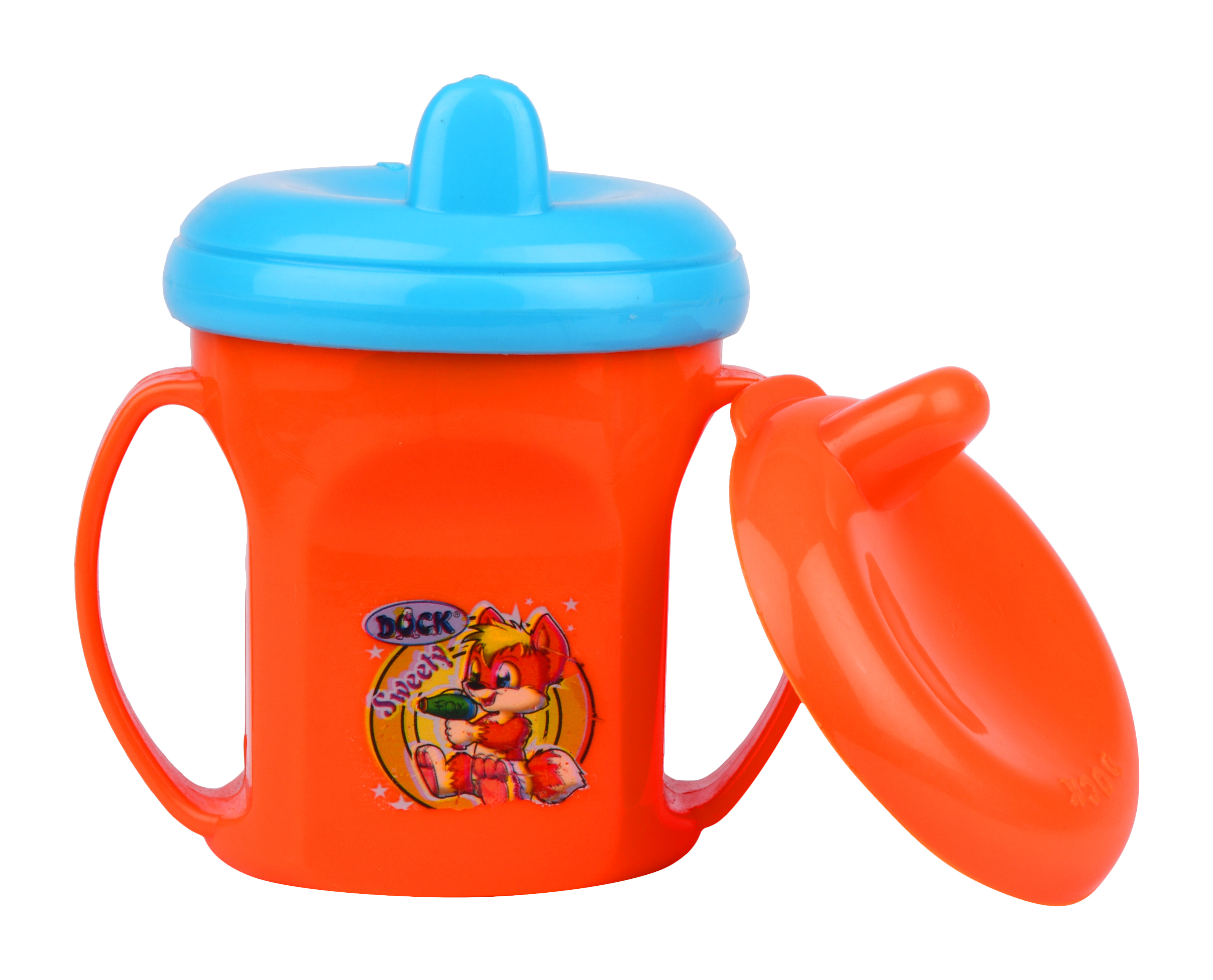 Duckling Cup - 210ml Polypropylene, Red & Blue | Non-toxic, Bpa-free Sipper With Protective Cap For Ages 12 Months+