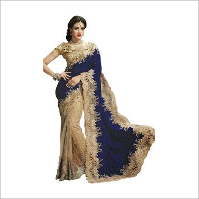 Golden Ladies Embroidered Saree