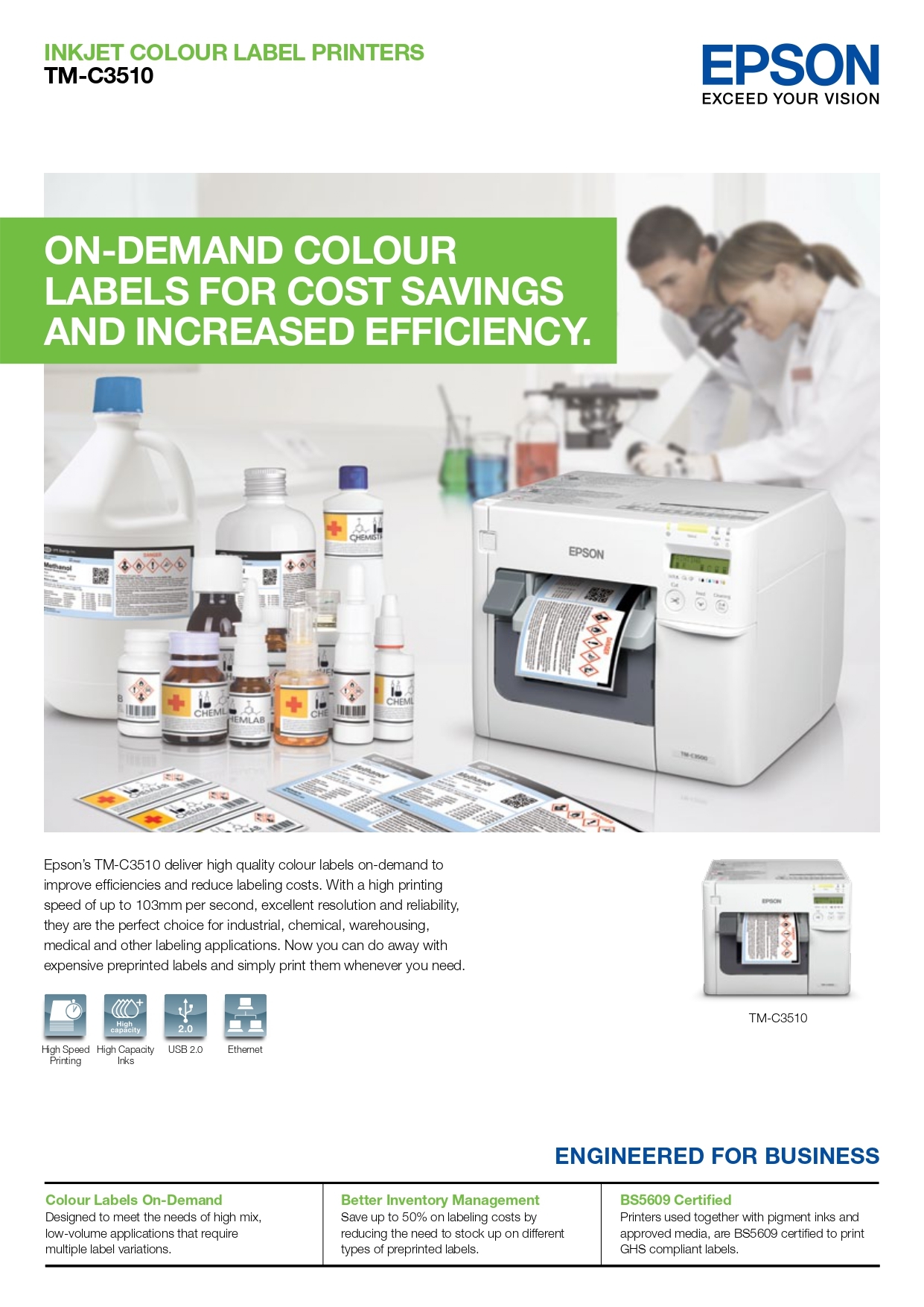 Epson Inkjet Color Label Printer Tm-c3510
