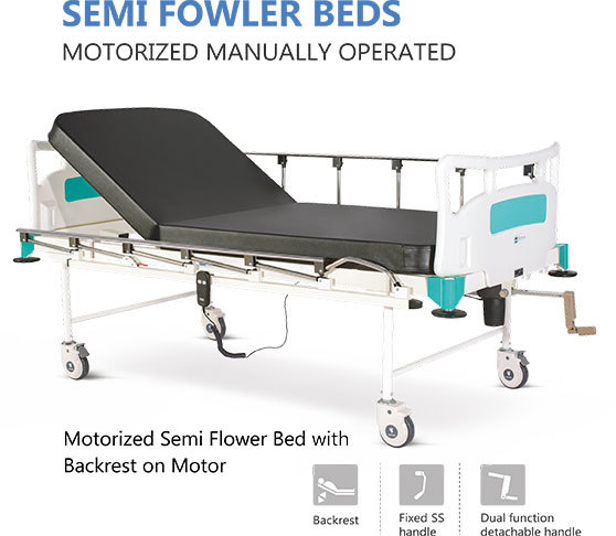 Fowler Bed - Steel Material, Adjustable Height Dimensions: L X W X H | Manual Foot & Head Adjustment, Easy Operation, Durable Frame