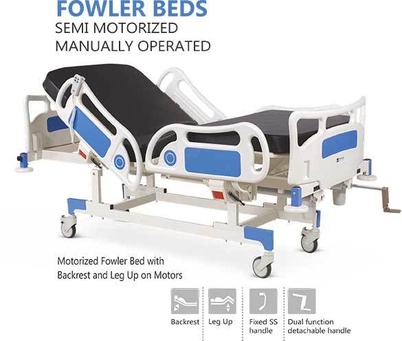 Fowler Bed - Steel Material, Adjustable Height Dimensions: L X W X H | Manual Foot & Head Adjustment, Easy Operation, Durable Frame