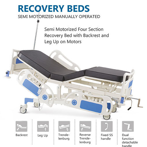 Fowler Bed - Steel Material, Adjustable Height Dimensions: L X W X H | Manual Foot & Head Adjustment, Easy Operation, Durable Frame