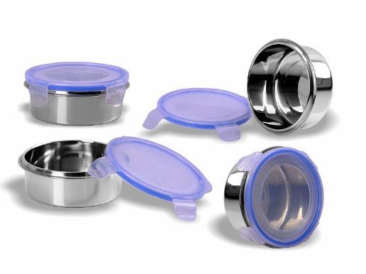 Stainless Steel Airtight And Leak Proof Containers Set Of 4 - 300 Ml Each, Bpa Free, Odour Less, Food Grade Silicon Seal, Easy Lock Design