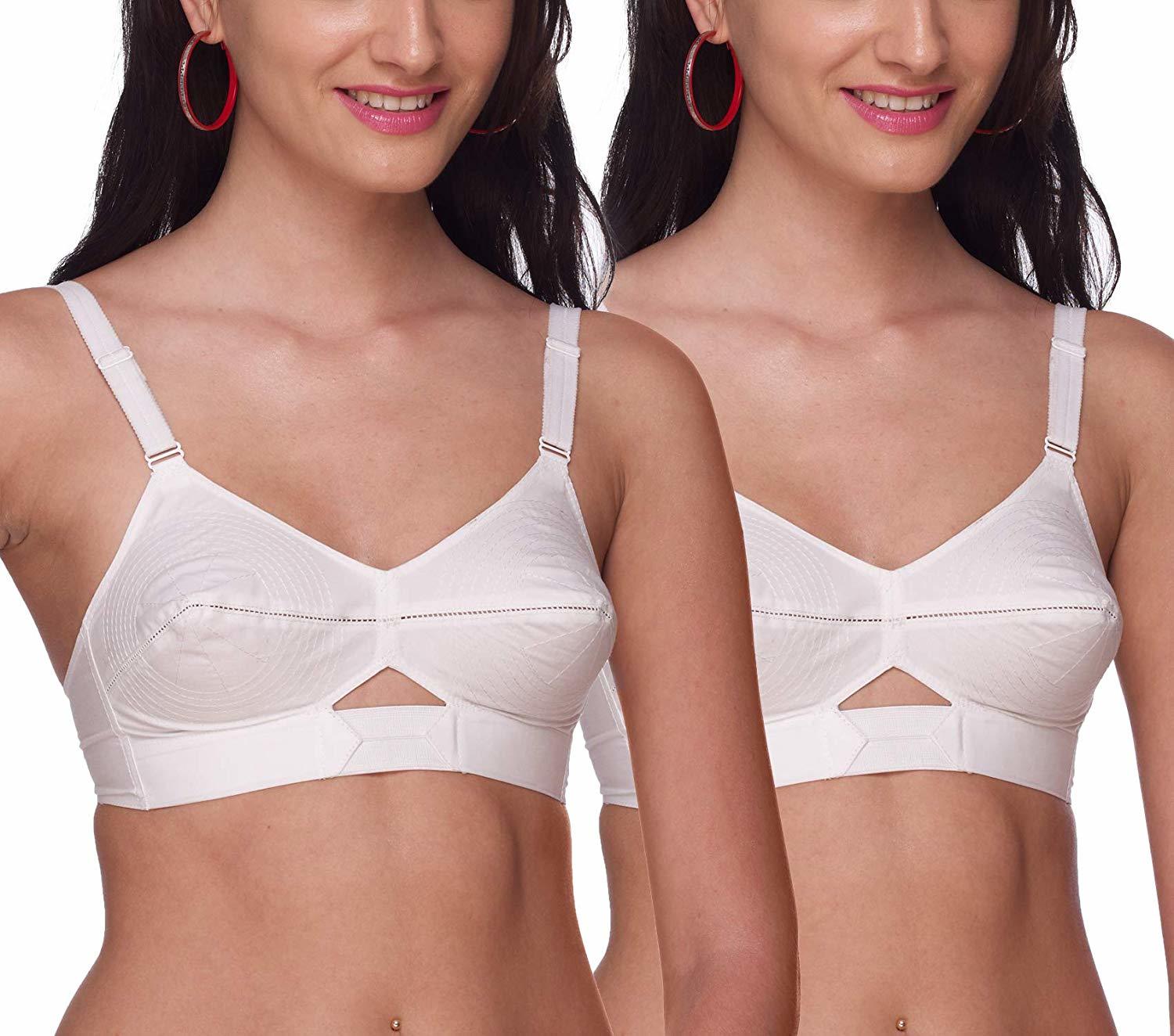 Sl-moving E/s - 100% Organic Combed Cotton, Size 75-117, White | Non Wired Bra, Perfect Shape Support, Everyday Full Coverage For Women