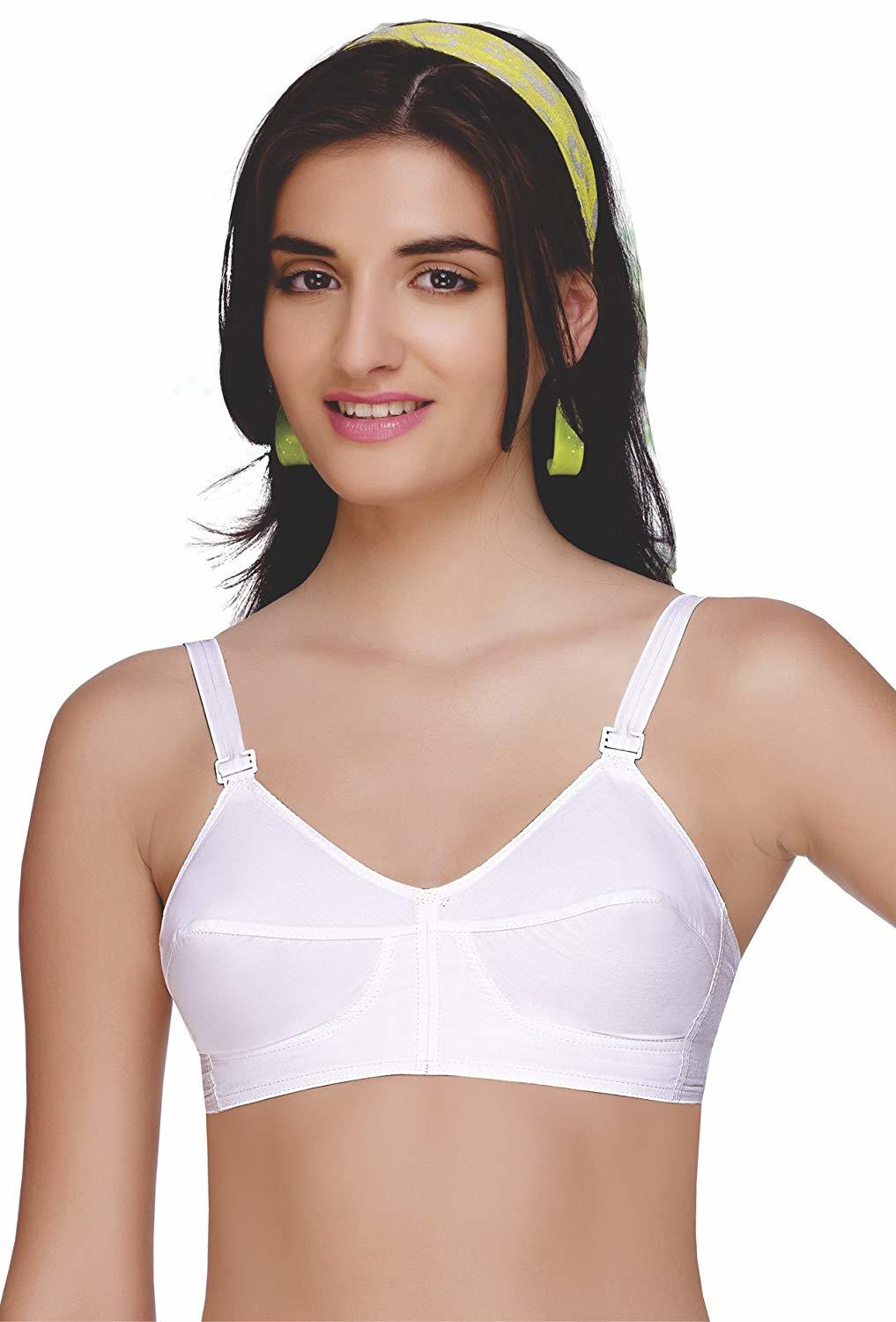 Sl-bee Heat C/s - 100% Cotton , 75-117 Size, White Color | 2-part Unlined Full Coverage Bra, Non Wired Comfort, Shaping Side Panels