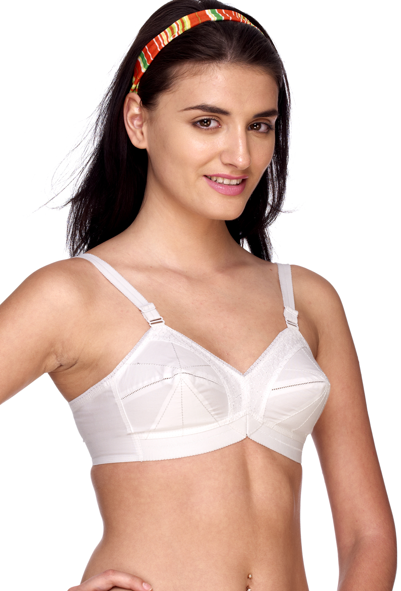 Ultimate Cotton Non-wired Bra - Organic Combed Cotton, Size 76-117, Ivory White | Perfect Coverage For Heavy Busts, Extra Band Support, Embroidered Cup Frames, Soft Elastic Straps, Everyday Comfort